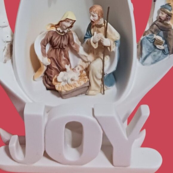 Dicksons Resin Joy/Angel Figurine With Led Lighted Holy Family 6 3/4" H Christma - Picture 8 of 10